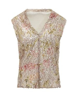Alberta Ferretti V-Neck Shirt With Artistic Details - Multicolor