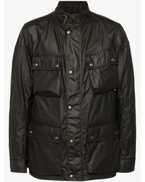 Belstaff Waxed Cotton Jacket With Corduroy Lining & Storm Pockets - Black