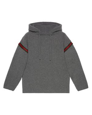 Gucci Oversize Wool Cashmere Sweater With Hood - Gray