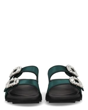 Roger Vivier Slidi Viv Sandal Textile - Green