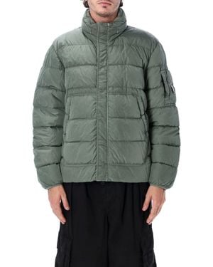 C.P. Company C. P. Company Chrome-R Quilted Down Jacket With High Neck & Lens Sleeve Detail - Gray