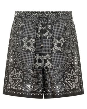 Amiri Mini Check Silk Shorts - Gray