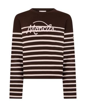 Moncler Long Sleeve Striped Sweater - Black