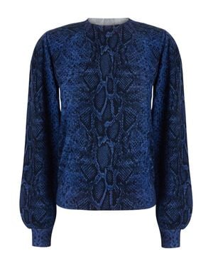 Twinset Tech Fabric Wool Sweater With Round Neck And Long Sleeves - Blue