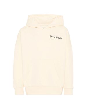 Palm Angels Hooded Neck Mini Pouch Handbag With Logo Print And Long Sleeves - Natural