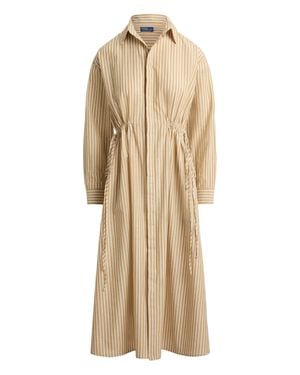 Polo Ralph Lauren Striped Drawcord Shirtdress - Natural