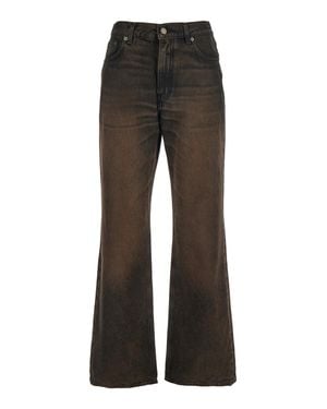 Haikure Logo Patch Wide-Leg Denim Jeans With Five-Pocket Styling - Gray