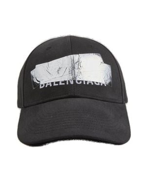 Balenciaga Logo Graphic Baseball Cap - Black