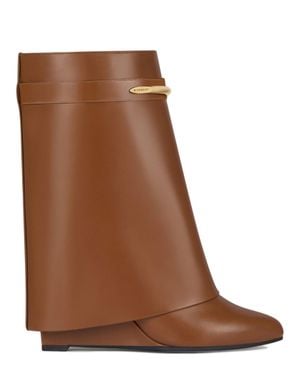 Givenchy Engraved Metal Pinch Pointed-Toe Wedge Heels With Supportive Wrap - Brown