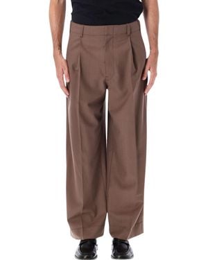 Lemaire Pleated Wide-Leg Pants - Brown