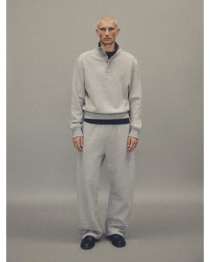 Entire studios 3/4 Front Button Closure Sweatshirt With Ribbed Hems - Gray