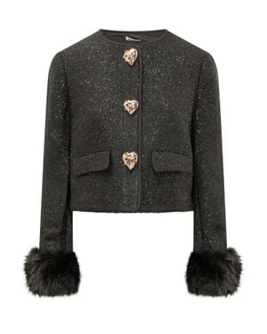 Self-Portrait Metallic Bouclé Loop Jacket - Black
