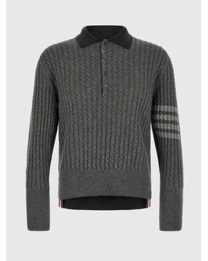 Thom Browne Mini-In-1 Baby Cable Knit And T-Shirt Stitch Long-Sleeve Polo - Gray