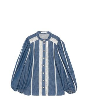 Zimmermann Elegant High Neckline Button-Down Top Size 0 - Blue