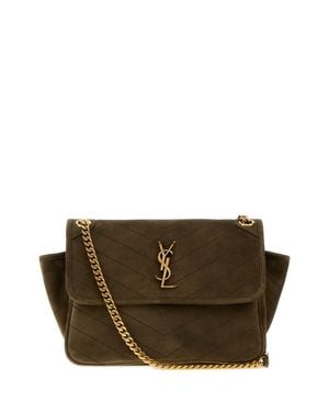 Saint Laurent Niki Tripouch Suede Shoulder Handbag - Brown