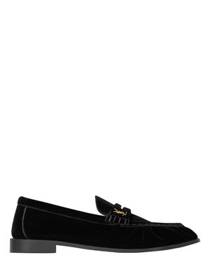 Saint Laurent Cassandre Leather-Sole Flat Shoes With 1.5 Cm Heel - Black