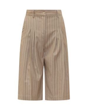 LE SULLY STUDIO Bermuda Gessati Mini Shorts - Natural