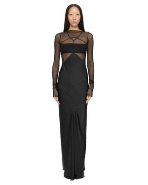 Rick Owens Sheer Long-Sleeve Cutout Maxi Dress - Black