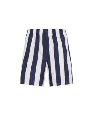 Ami Paris And Long Stripes Polyester Swim Shorts - Blue