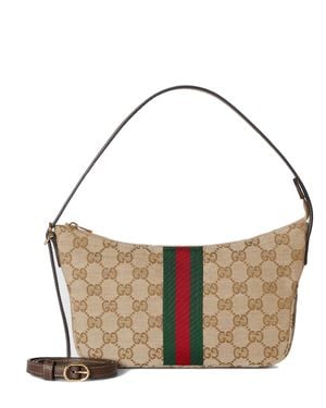Gucci Mini Height 13 Cm; Width 22 Cm; Depth 3 Cm Gg Canvas Crossbody Bag With Detachable Leather Strap - Metallic