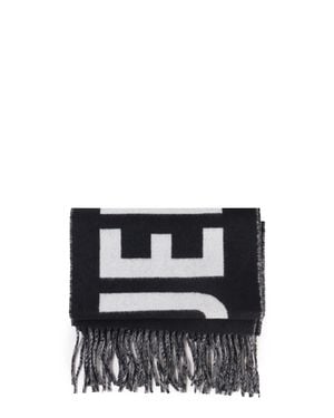 Jacquemus Graphic Wool Fringe Scarf - Black