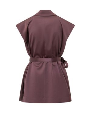 Pinko Chic Belted Blazer With Functional Pockets - Purple