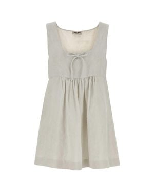Miu Miu Lightweight Linen Mini Dress For - Gray