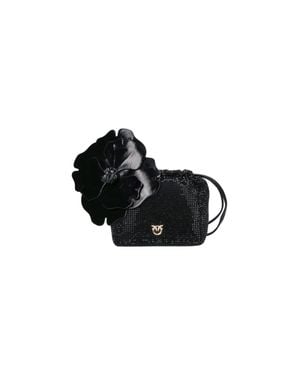 Pinko Mini Floral Appliqué Crossbody Bag - Black
