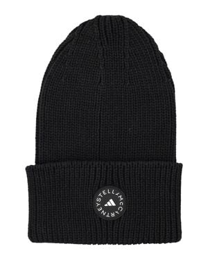 adidas By Stella McCartney Knit Beanie With Fold-Up Cuff And Logo - Black