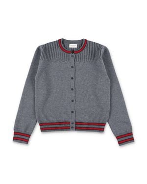 Gucci Girls Wool Button-Front Cardigan Sweater - Blue