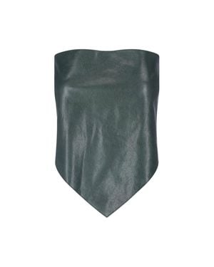 Paloma Wool Strapless Leather Bustier Top - Green