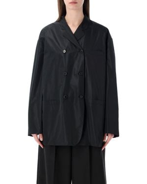 Prada Double-Breasted Technical Taffeta Jacket - Blue