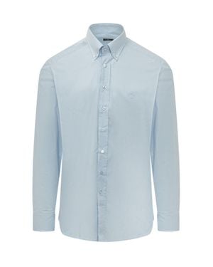 Etro Rome Logo Button-Down Shirt - Blue