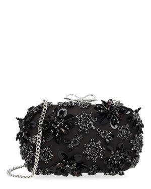 Self-Portrait Embellished Mini Clutch Bag - Black