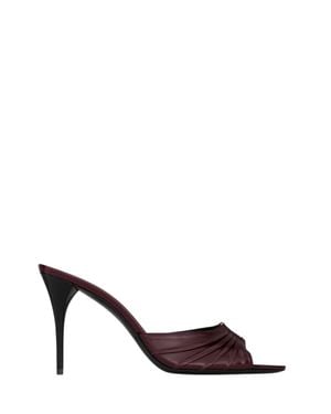 Saint Laurent Gathered Mule Sandals With 9Cm Heel - Brown