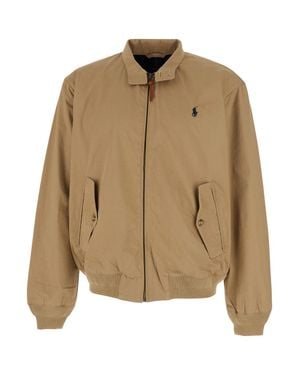 Polo Ralph Lauren Windbreaker Jacket With Front Zip Closure And Cotton Pockets - Natural