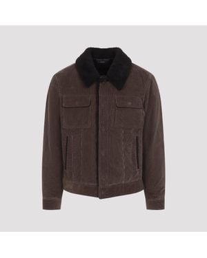 Tom Ford 900 Wale Cord Sherling Collar Trucker - Brown