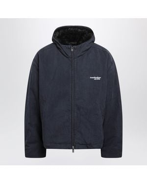 Acne Studios Waxed Hooded Jacket With Faux Fur Lining - Blue