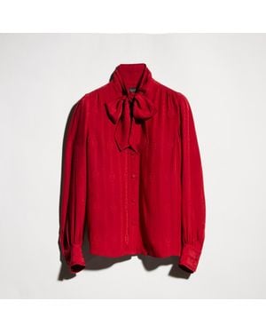 Gucci Self-Tie Bow Silk Blouse With Covered Buttons