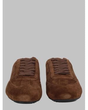 BOSS Leather Sneakers With Structured Upper - Brown