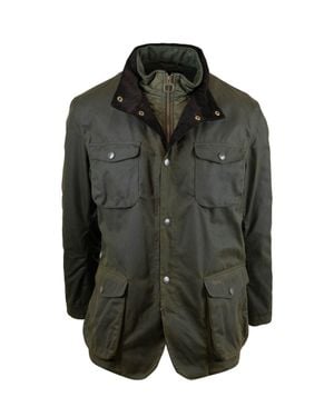 Barbour Waxed Cotton Field Coat With Stand Collar - Black