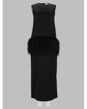 Loulou de Saison Ostrich Feather Trim Dress - Black