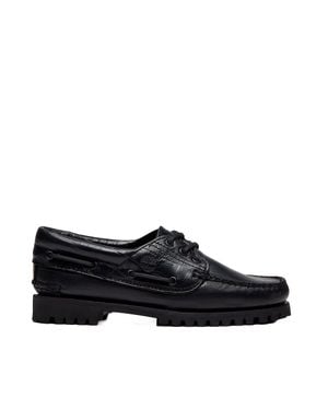 Timberland Leather Boat Shoe With Lug Sole - Black