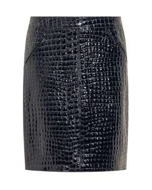 Tom Ford Goffrata Crocodile-Print Mini Skirt - Blue