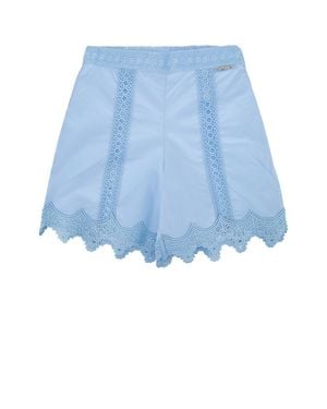 Twinset Girls Lace Trim Shorts - Blue