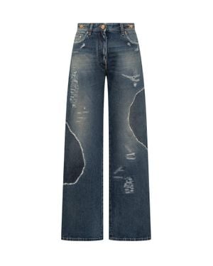 Versace Jet Set High-Rise Wide-Leg Jeans - Blue