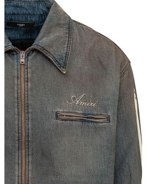 Amiri Lethe Stane Bones Denim Blouson Jacket - Gray