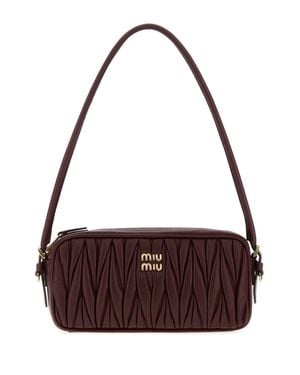 Miu Miu Mini Nappa Leather Shoulder Handbag - Purple