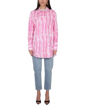 Patou Printed Tie-Waisted Shirt Dress - Pink