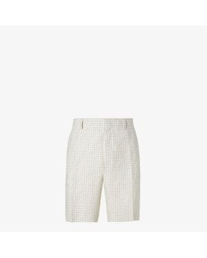 Fendi Short Linen Ff Stiching - White